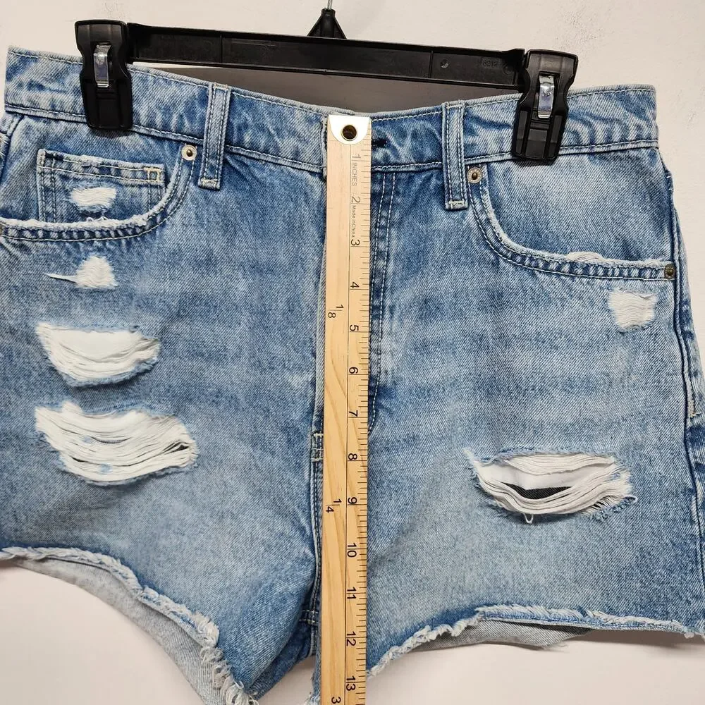 Arizona Womens High Waist Cutoff Denim Shorts Size 13/29 Light Wash Baggy 90s